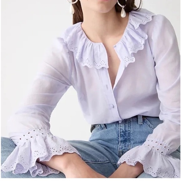 J.Crew Ruffle collar blouse - Picture 1 of 11